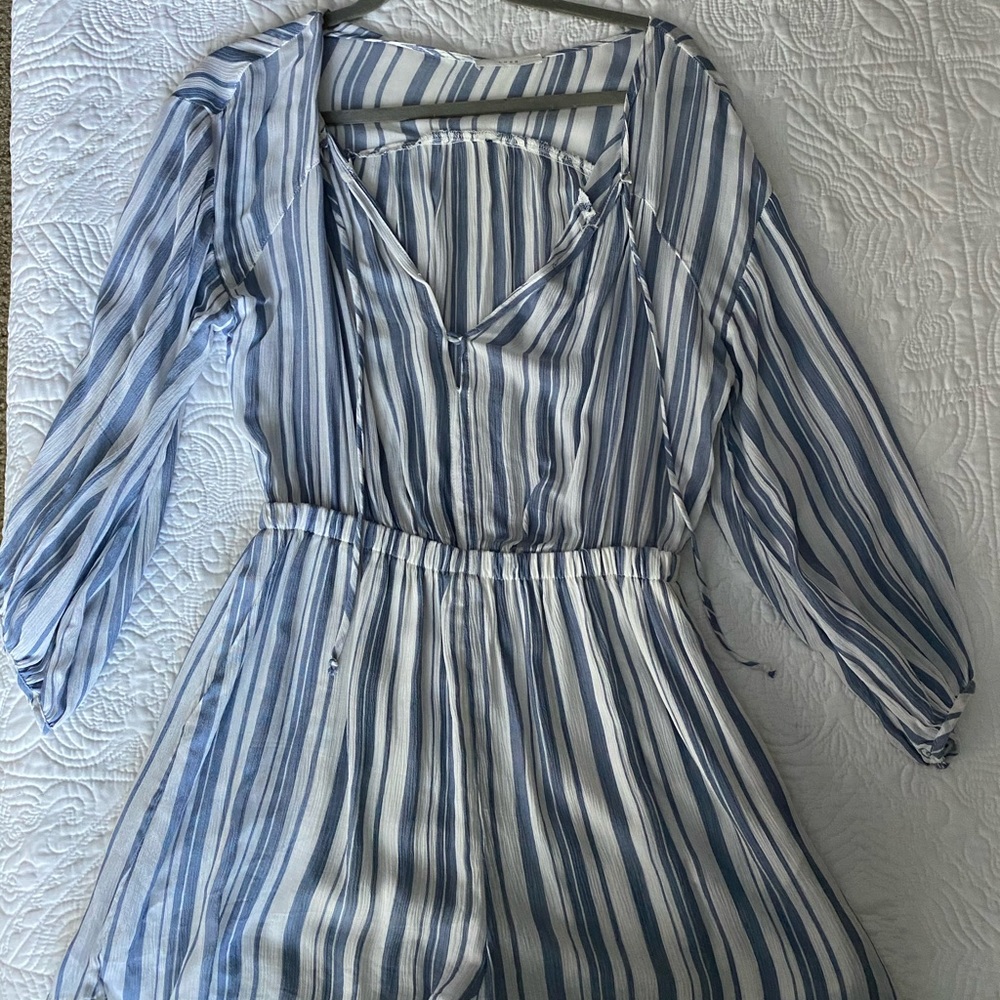 Blue and white stripe romper